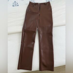 Aritzia Wilfred Brown Faux Leather Pants